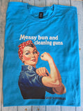 Messy buns and cleaning guns